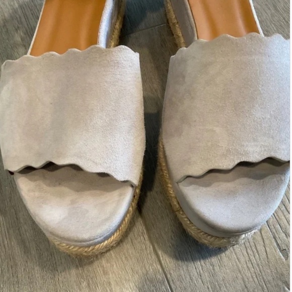 CHLOE Lauren Suede Platform Espadrille Scalloped Design EU 40 US 10 - Picture 7 of 15